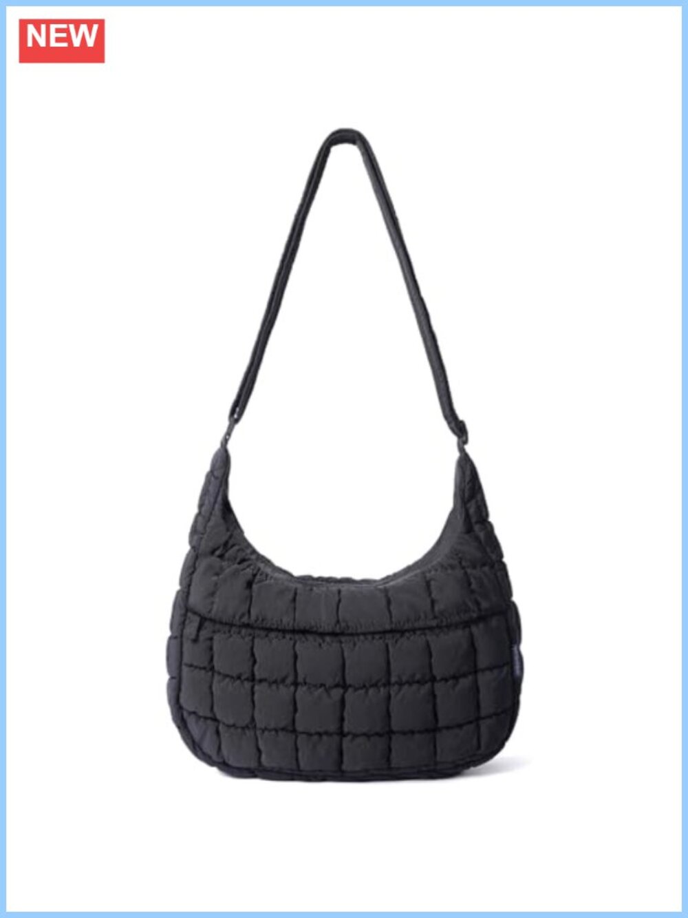 Quilted Nylon Puffer Crossbody Hobo Bag Lightweight Shoulder Purse